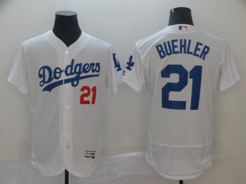 Men Los Angeles Dodgers #21 Buehler White Elite MLB Jersey->atlanta braves->MLB Jersey